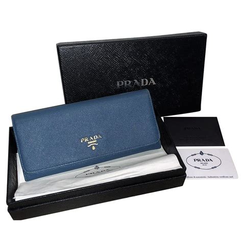 prada blue leather wallet|buy Prada wallet online.